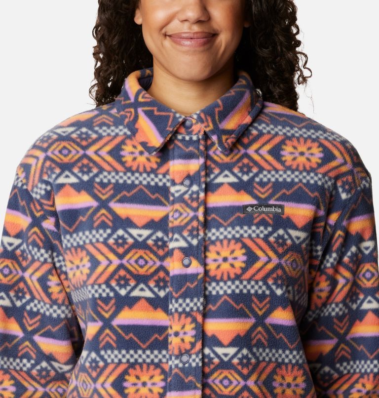 Thumbnail: Women's Benton Springs Fleece Shirt Jacket, Color: Nocturnal Checkered Peaks, image 5