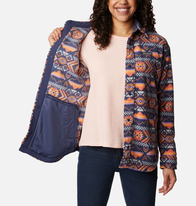 Thumbnail: Women's Benton Springs Fleece Shirt Jacket, Color: Nocturnal Checkered Peaks, image 6