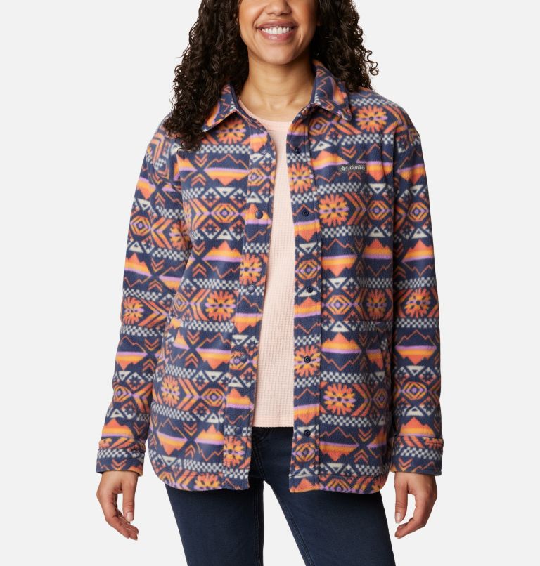 Thumbnail: Women's Benton Springs Fleece Shirt Jacket, Color: Nocturnal Checkered Peaks, image 1
