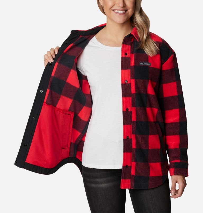 Women's Benton Springs Shirt Jacket, Color: Red Lily Check Print, image 6