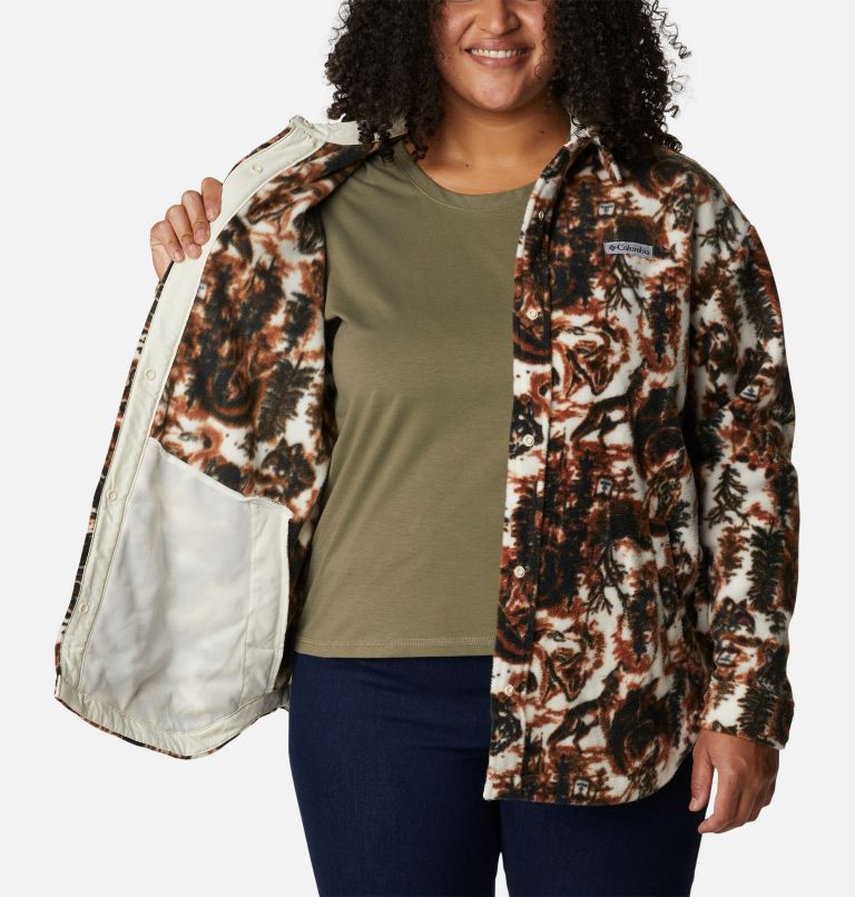 Women's Benton Springs Shirt Jacket - Plus Size, Color: Chalk Wolfscape, Chalk, image 5