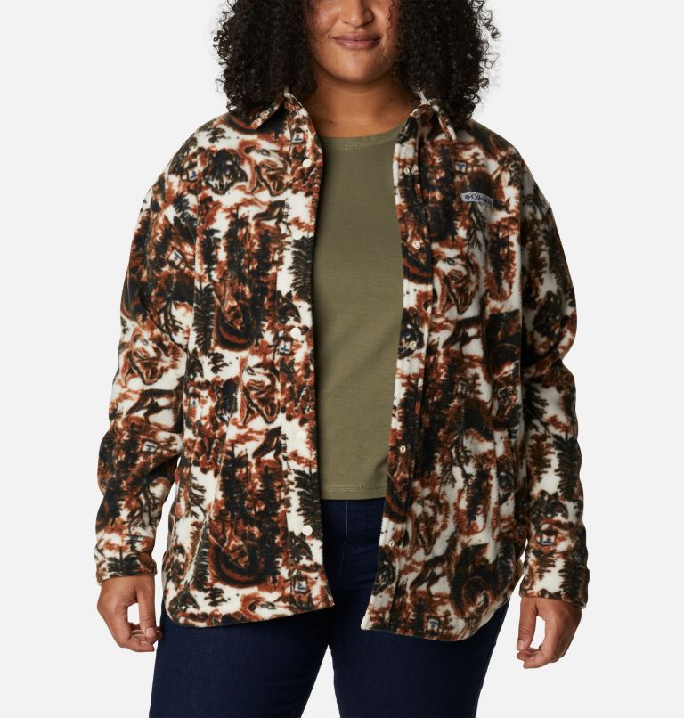 Women's Benton Springs Shirt Jacket - Plus Size, Color: Chalk Wolfscape, Chalk, image 6
