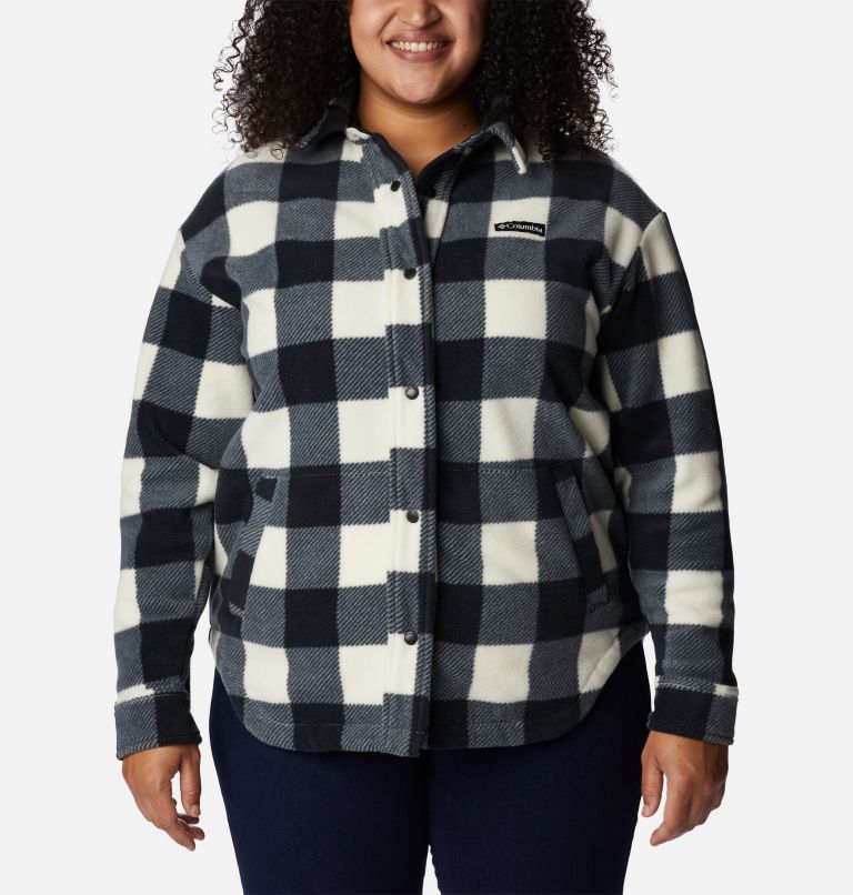 Thumbnail: Women's Benton Springs Shirt Jacket - Plus Size, Color: Chalk Check Print, image 3