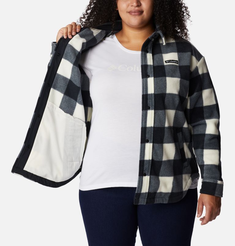 Thumbnail: Women's Benton Springs Shirt Jacket - Plus Size, Color: Chalk Check Print, image 6