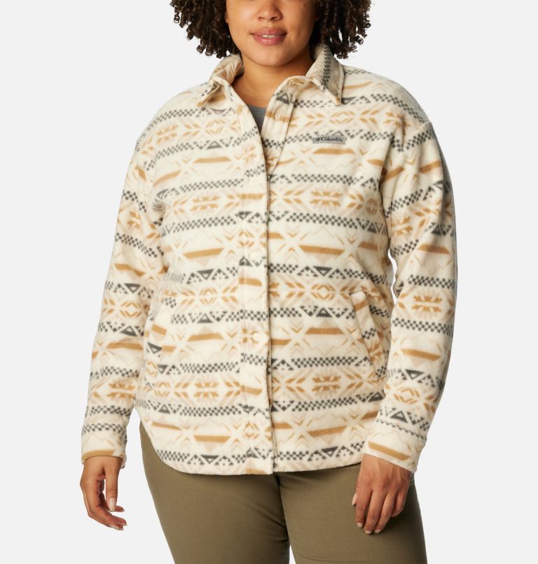 Thumbnail: Women's Benton Springs Shirt Jacket - Plus Size, Color: Chalk Checkered Peaks, image 3
