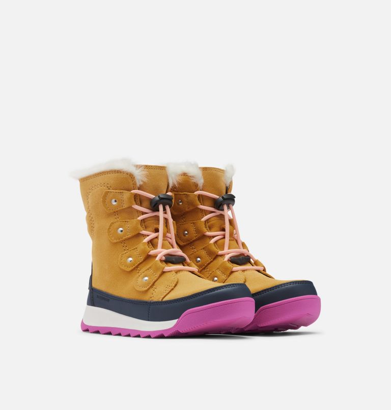 Thumbnail: Kids' Whitney II Joan Lace Winter Boot, Color: Geo Yellow, Collegiate Navy, image 2