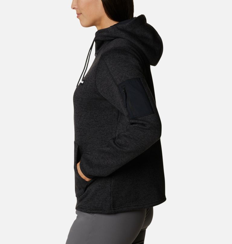Women's Sweater Weather Hooded Pullover, Color: Black Heather, image 3