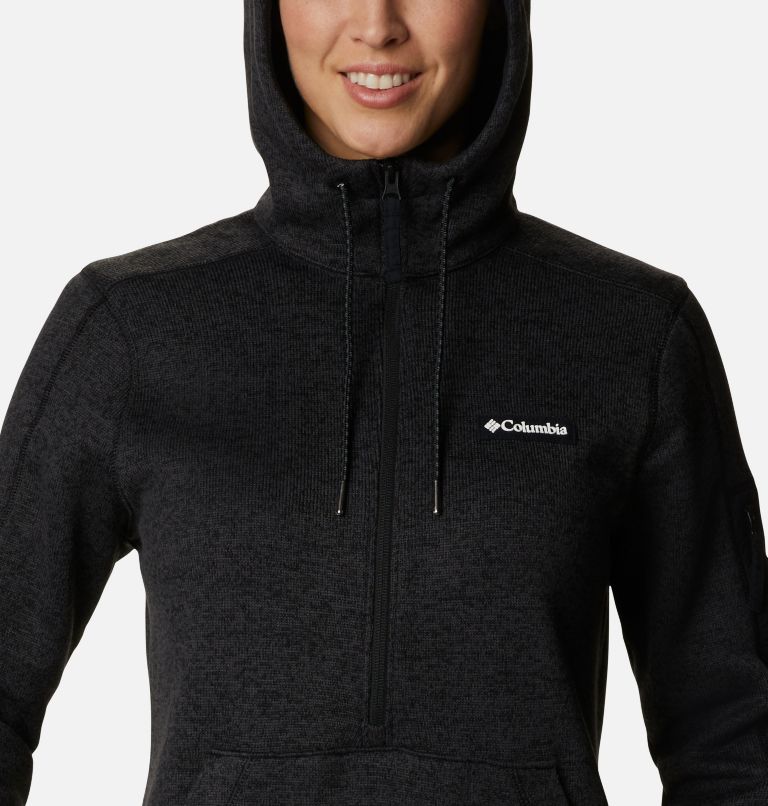 Women's Sweater Weather Fleece Hooded Pullover, Color: Black Heather, image 4