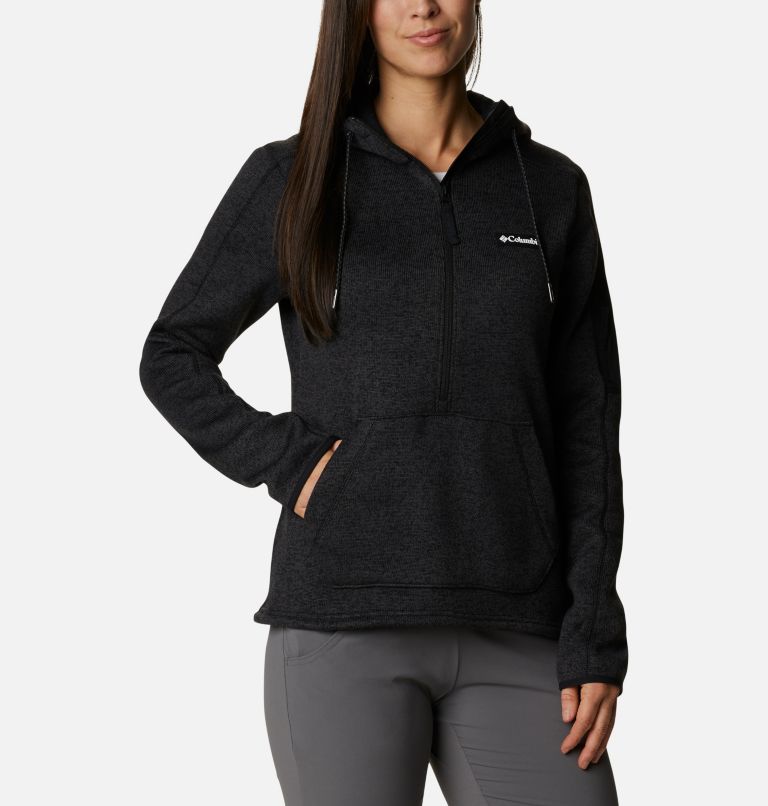 Thumbnail: Women's Sweater Weather Hooded Pullover, Color: Black Heather, image 1