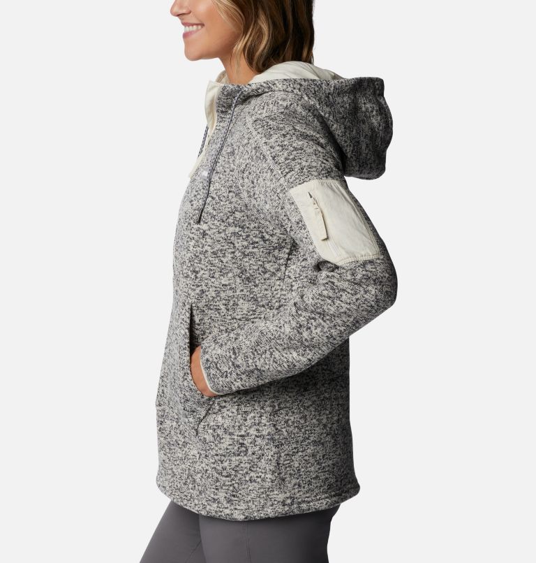 Thumbnail: Women's Sweater Weather Fleece Hooded Pullover, Color: Chalk Heather, image 3