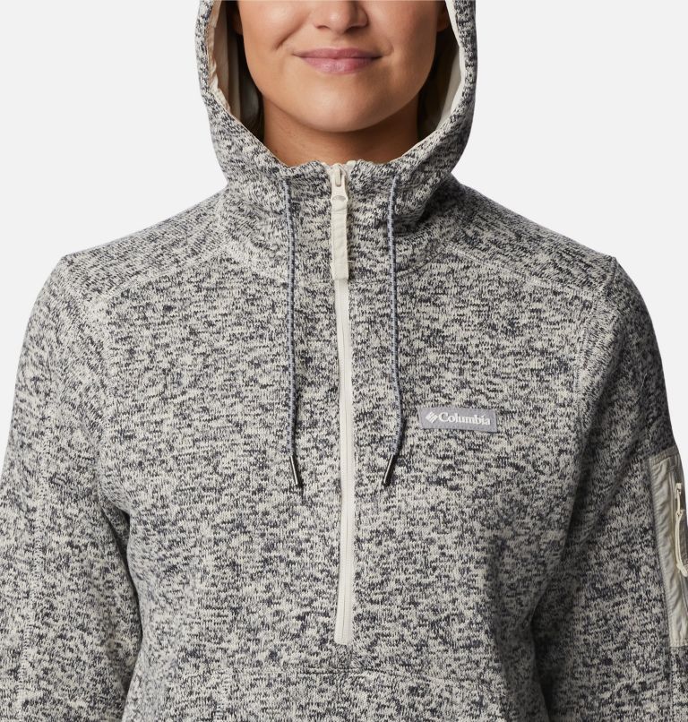 Thumbnail: Women's Sweater Weather Fleece Hooded Pullover, Color: Chalk Heather, image 4
