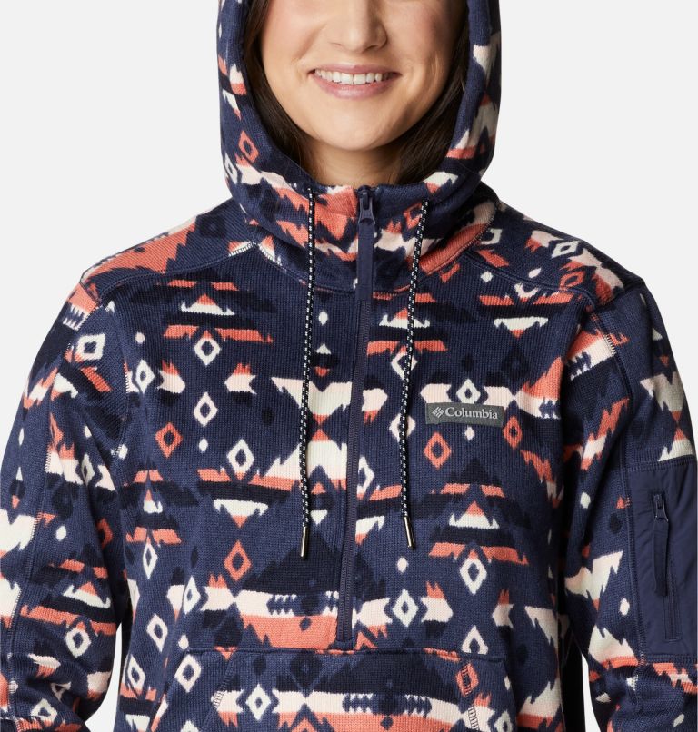Thumbnail: Women's Sweater Weather Fleece Hooded Pullover, Color: Nocturnal Rocky Mt Print, image 4