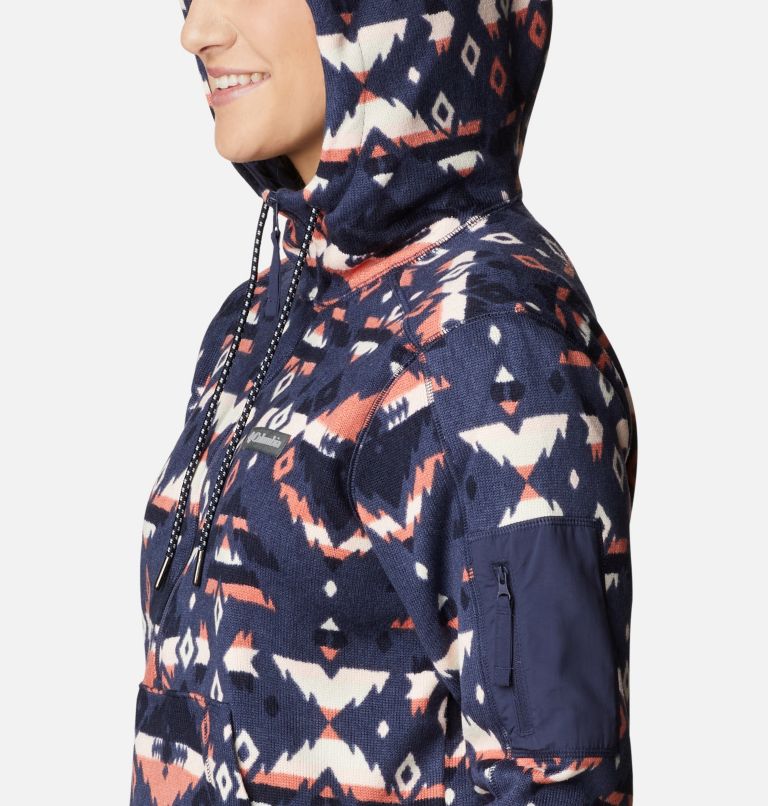 Women's Sweater Weather Hooded Pullover, Color: Nocturnal Rocky Mt Print, image 5