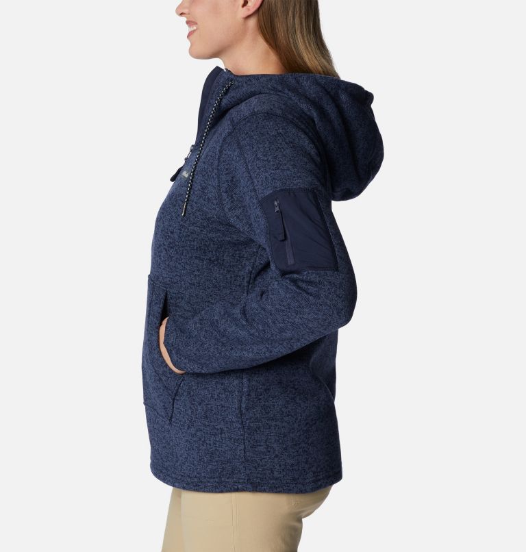 Thumbnail: Women's Sweater Weather Fleece Hooded Pullover, Color: Dark Nocturnal Heather, image 3
