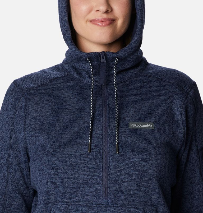 Thumbnail: Women's Sweater Weather Fleece Hooded Pullover, Color: Dark Nocturnal Heather, image 4