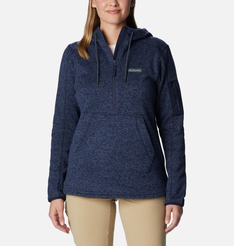 Thumbnail: Women's Sweater Weather Fleece Hooded Pullover, Color: Dark Nocturnal Heather, image 1