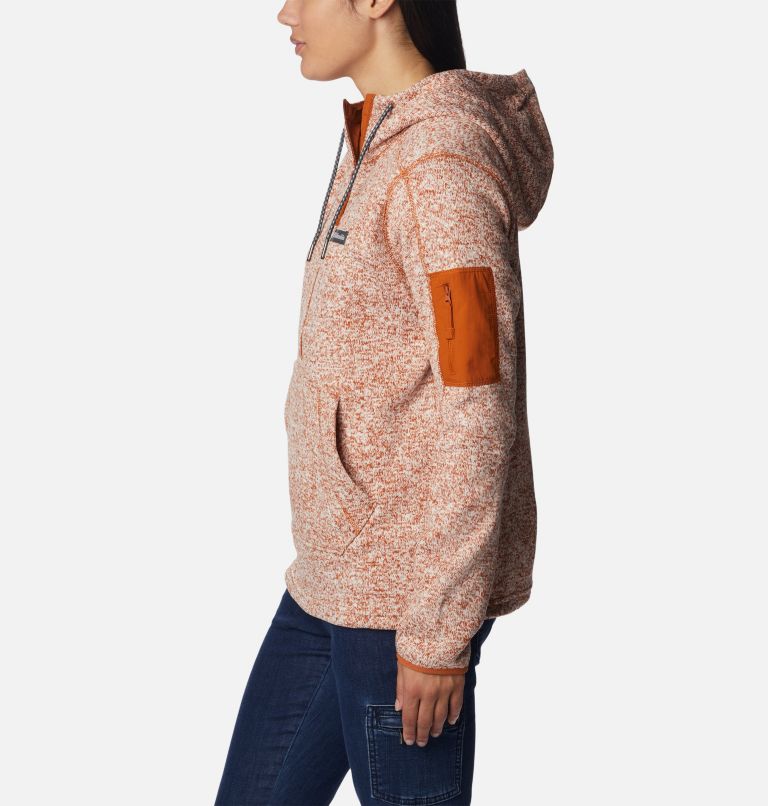 Thumbnail: Women's Sweater Weather Fleece Hooded Pullover, Color: Warm Copper Heather, image 3