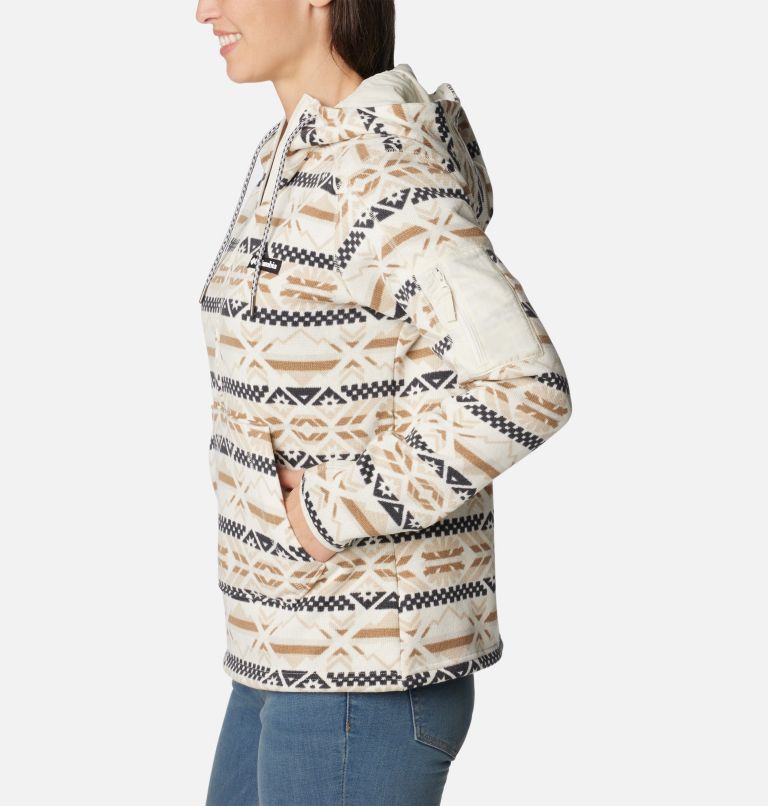 Thumbnail: Women's Sweater Weather Hooded Pullover, Color: Chalk Checkered Peaks, image 3