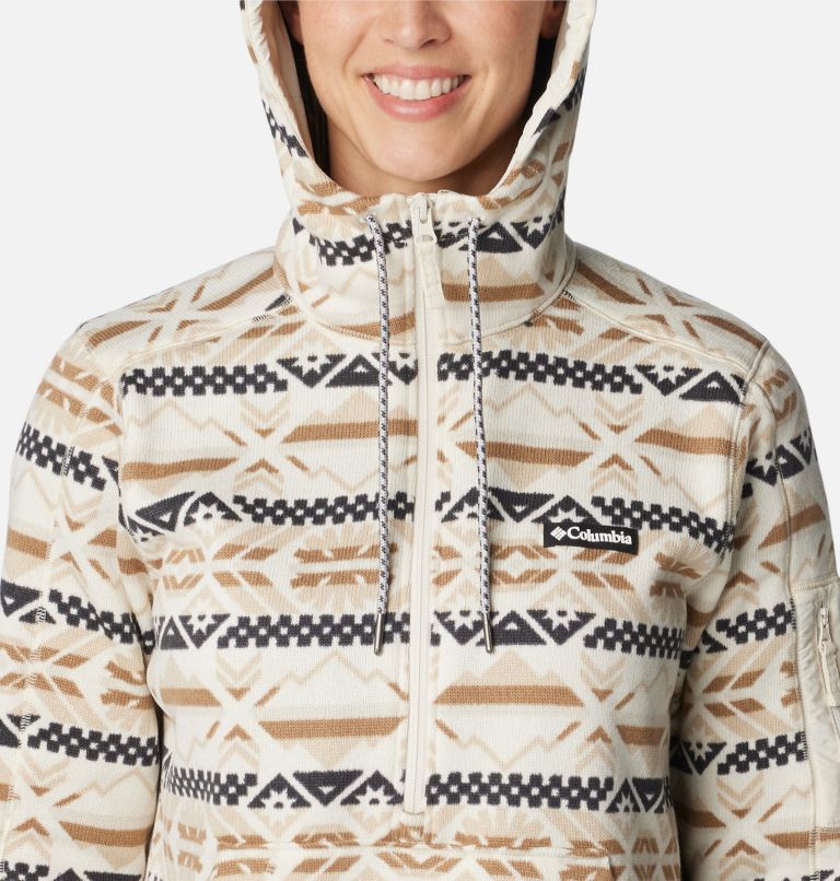 Women's Sweater Weather Hooded Pullover, Color: Chalk Checkered Peaks, image 4