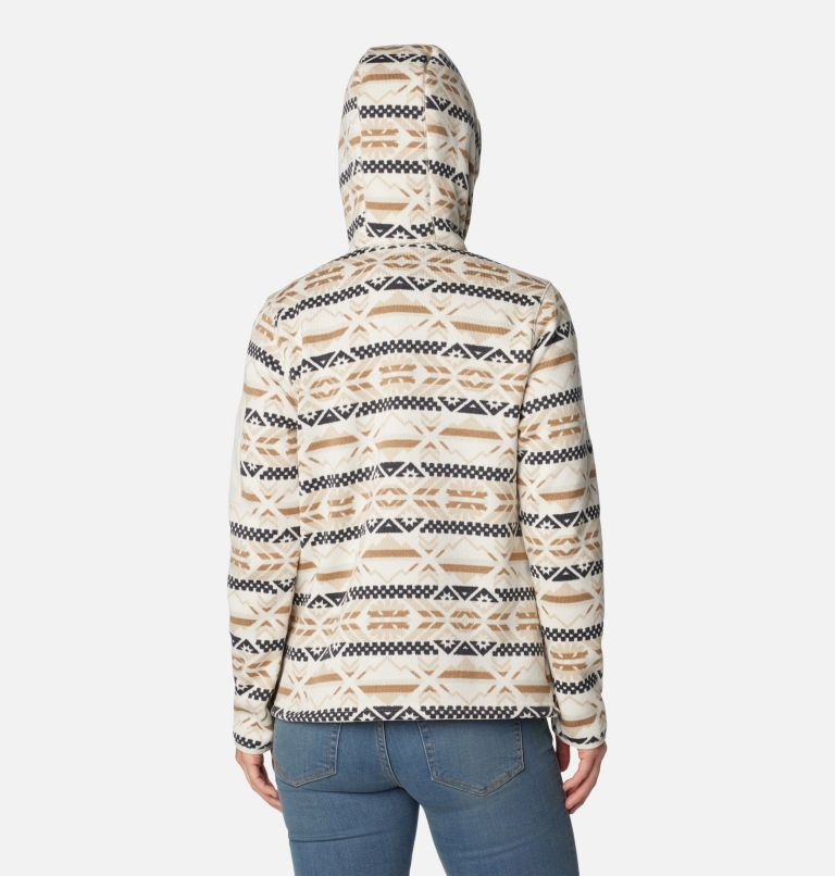 Women's Sweater Weather Hooded Pullover, Color: Chalk Checkered Peaks, image 2