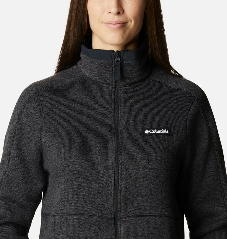 Women's Sweater Weather Fleece Full Zip Jacket, Color: Black Heather, image 4