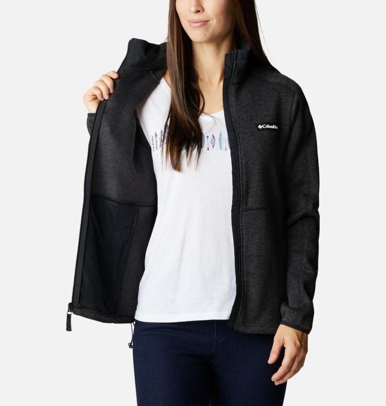 Women's Sweater Weather Fleece Full Zip Jacket, Color: Black Heather, image 5