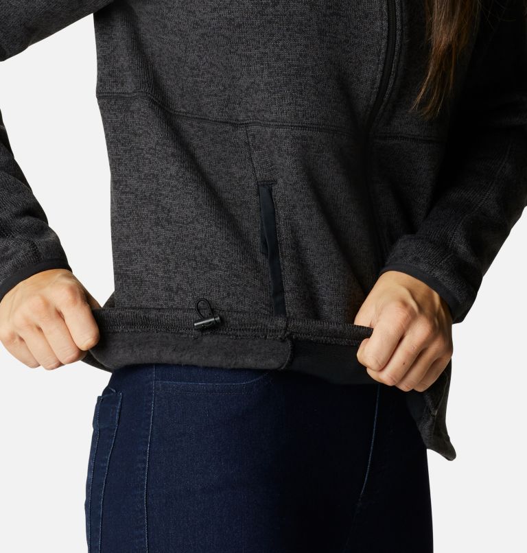Women's Sweater Weather Fleece Full Zip Jacket, Color: Black Heather, image 6