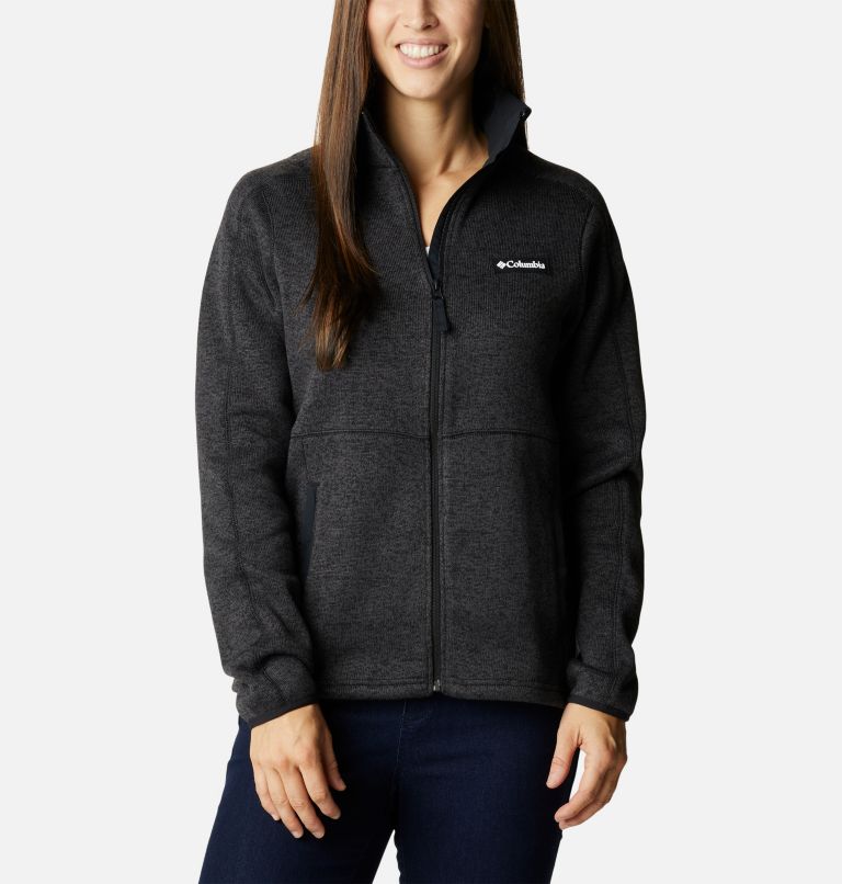 Thumbnail: Women's Sweater Weather Fleece Full Zip Jacket, Color: Black Heather, image 1