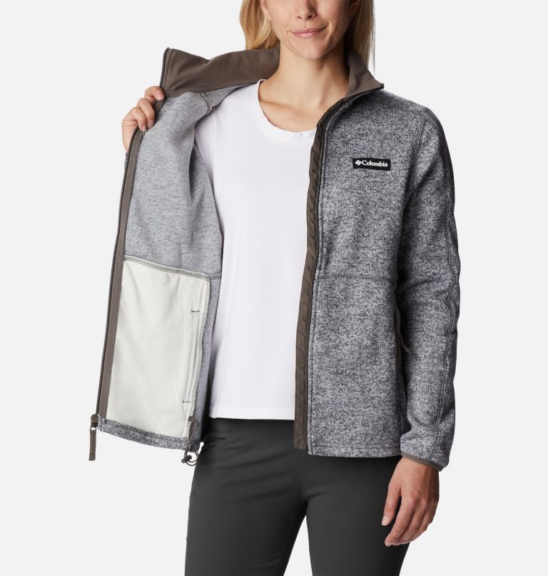Women's Sweater Weather Fleece Full Zip Jacket, Color: Grey Heather, image 5