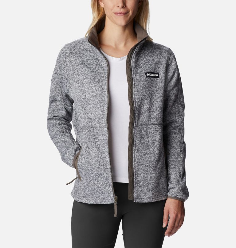 Thumbnail: Women's Sweater Weather Fleece Full Zip Jacket, Color: Grey Heather, image 7