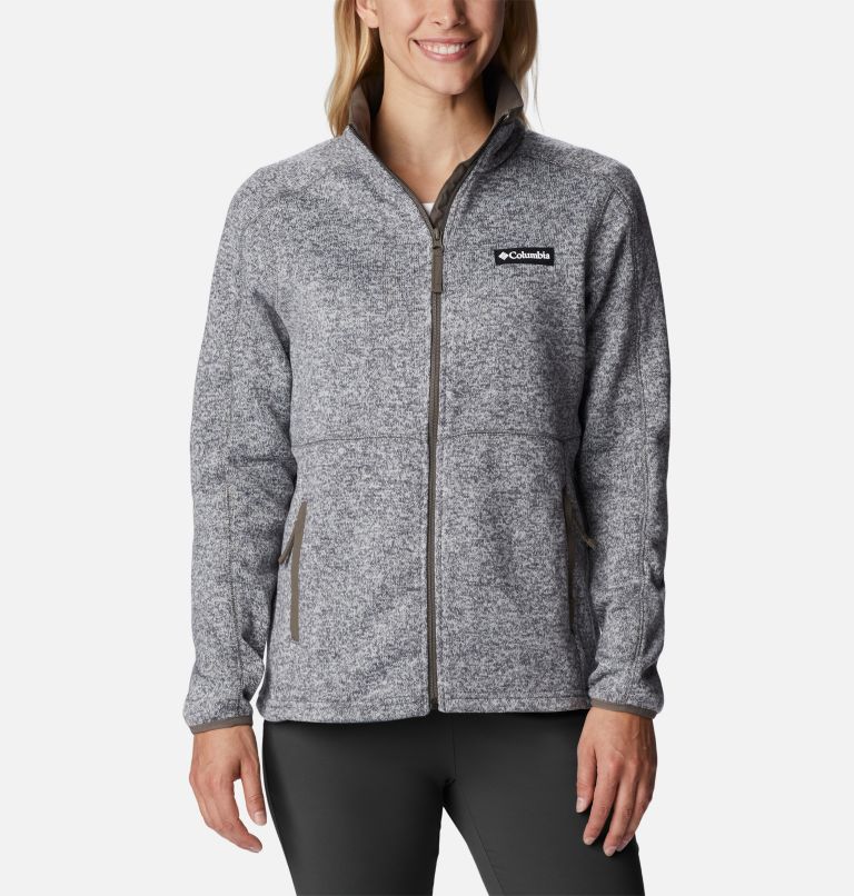 Thumbnail: Women's Sweater Weather Fleece Full Zip Jacket, Color: Grey Heather, image 1