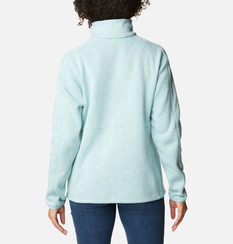 Thumbnail: Women's Sweater Weather Fleece Full Zip Jacket, Color: Aqua Haze Heather, image 2