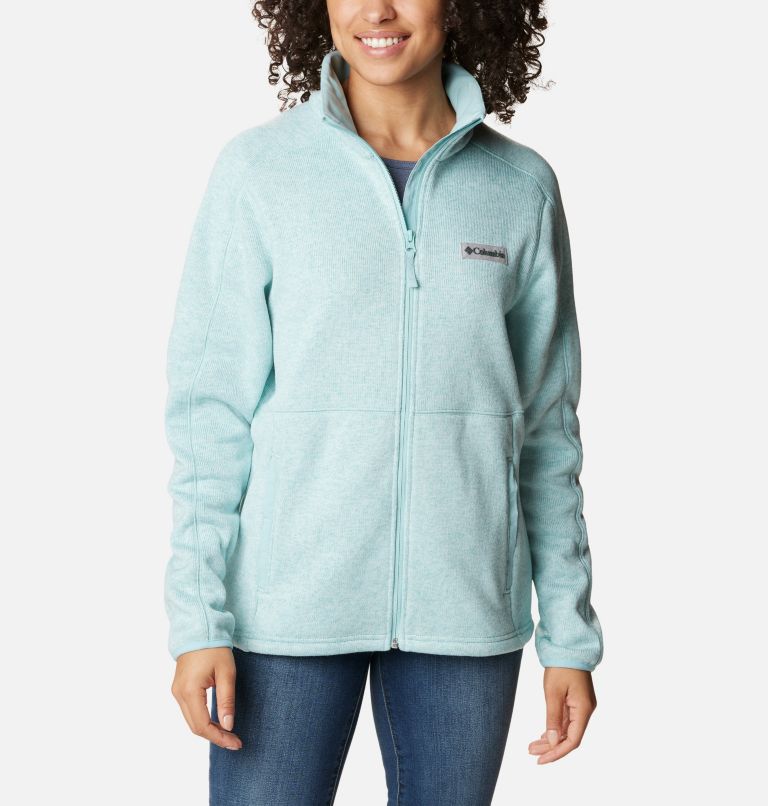 Thumbnail: Women's Sweater Weather Fleece Full Zip Jacket, Color: Aqua Haze Heather, image 1