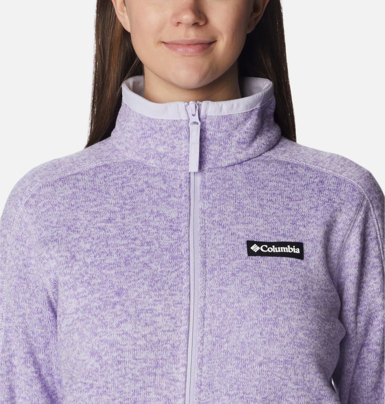 Thumbnail: Women's Sweater Weather Fleece Full Zip Jacket, Color: Purple Tint, Heather, image 4