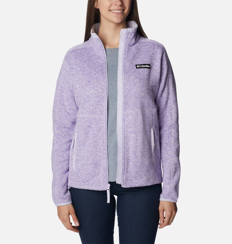 Thumbnail: Women's Sweater Weather Fleece Full Zip Jacket, Color: Purple Tint, Heather, image 7