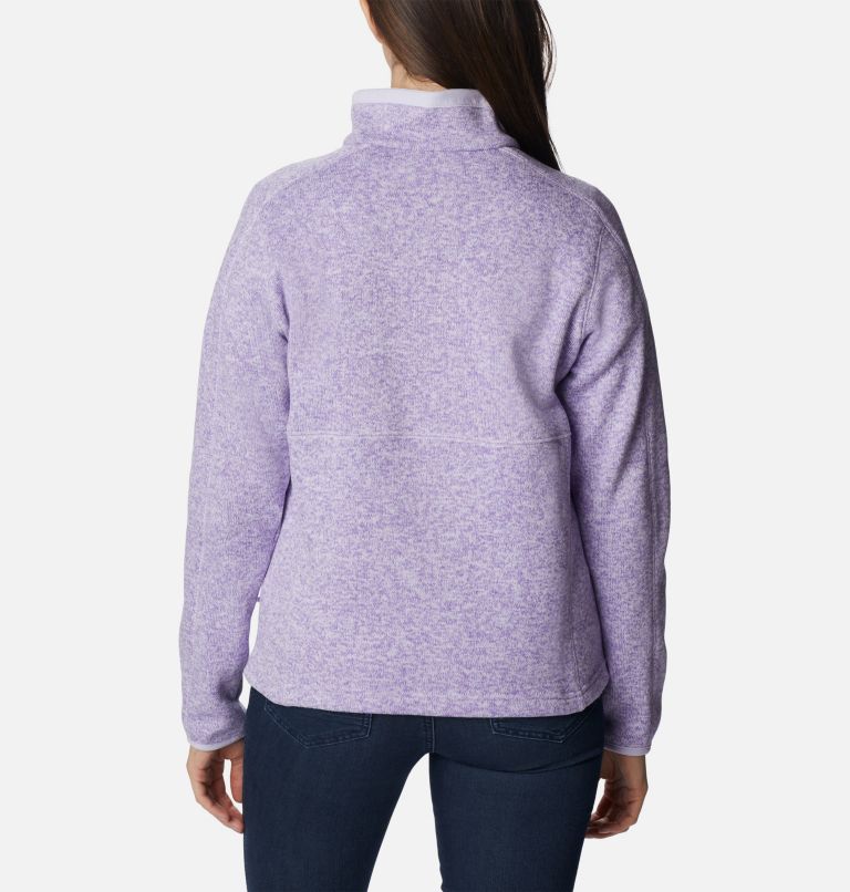Women's Sweater Weather Fleece Full Zip Jacket, Color: Purple Tint, Heather, image 2