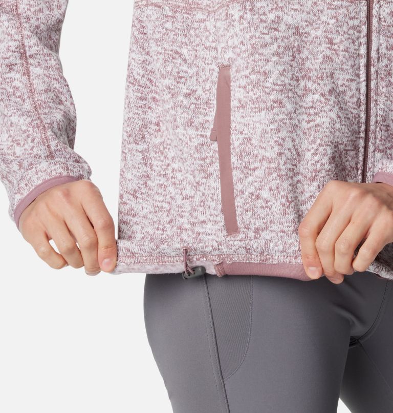 Women's Sweater Weather Fleece Full Zip Jacket, Color: Fig Heather, Fig, image 6