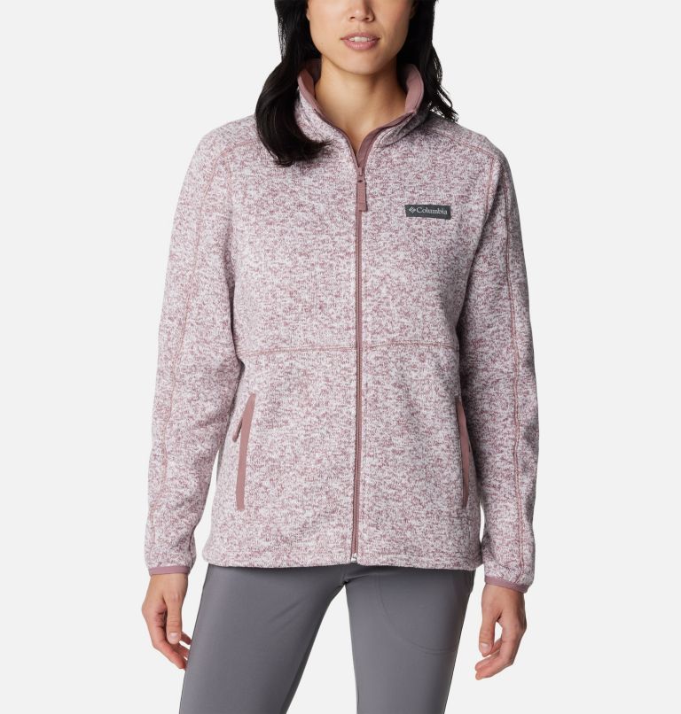 Women's Sweater Weather Fleece Full Zip Jacket, Color: Fig Heather, Fig, image 1