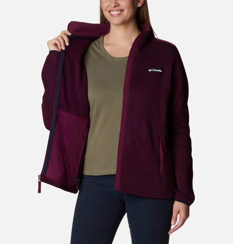 Women's Sweater Weather Full Zip Jacket, Color: Marionberry Heather, image 5