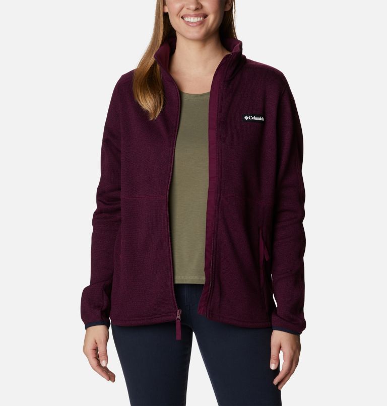 Thumbnail: W Sweater Weather Full Zip | 616 | S, Color: Marionberry Heather, image 7