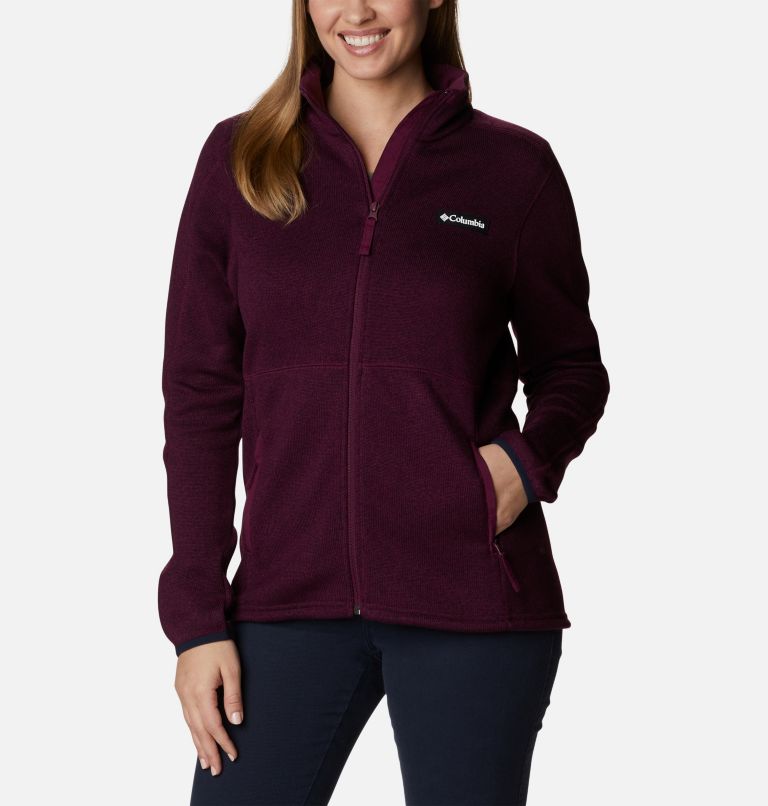 Thumbnail: W Sweater Weather Full Zip | 616 | S, Color: Marionberry Heather, image 1