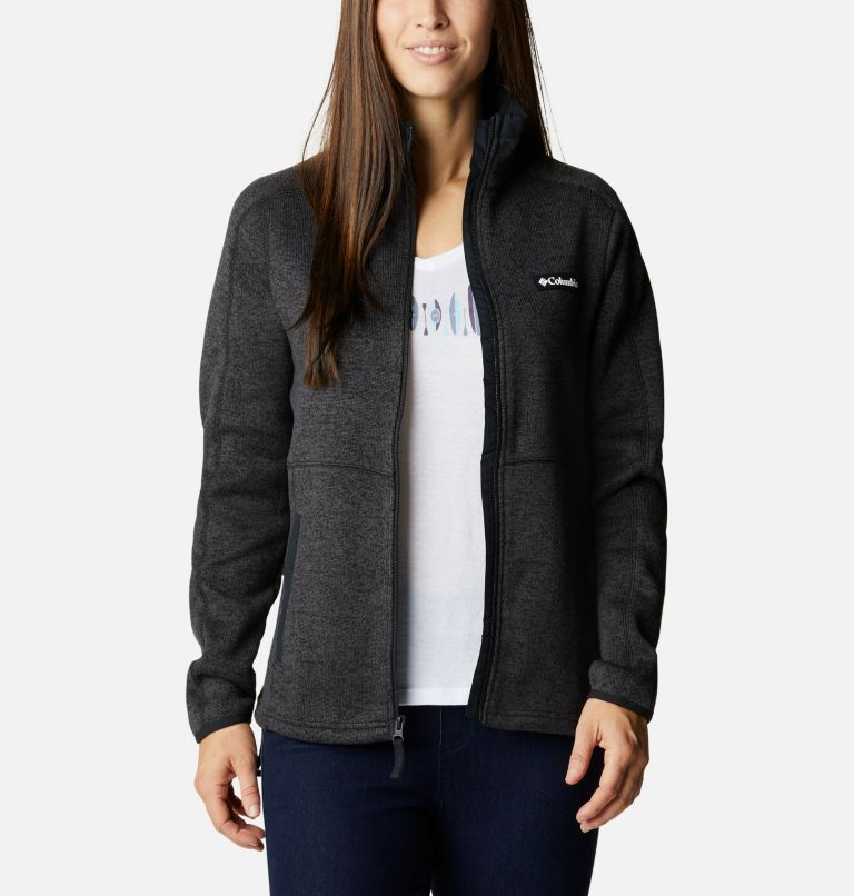 Women's Sweater Weather Fleece Jacket, Color: Black Heather, image 1