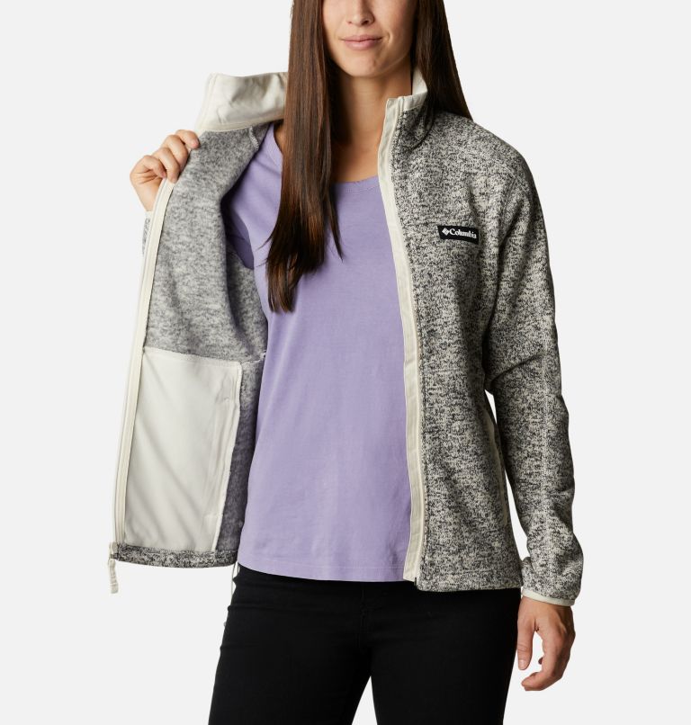 Thumbnail: Women's Sweater Weather Fleece Jacket, Color: Chalk Heather, image 5