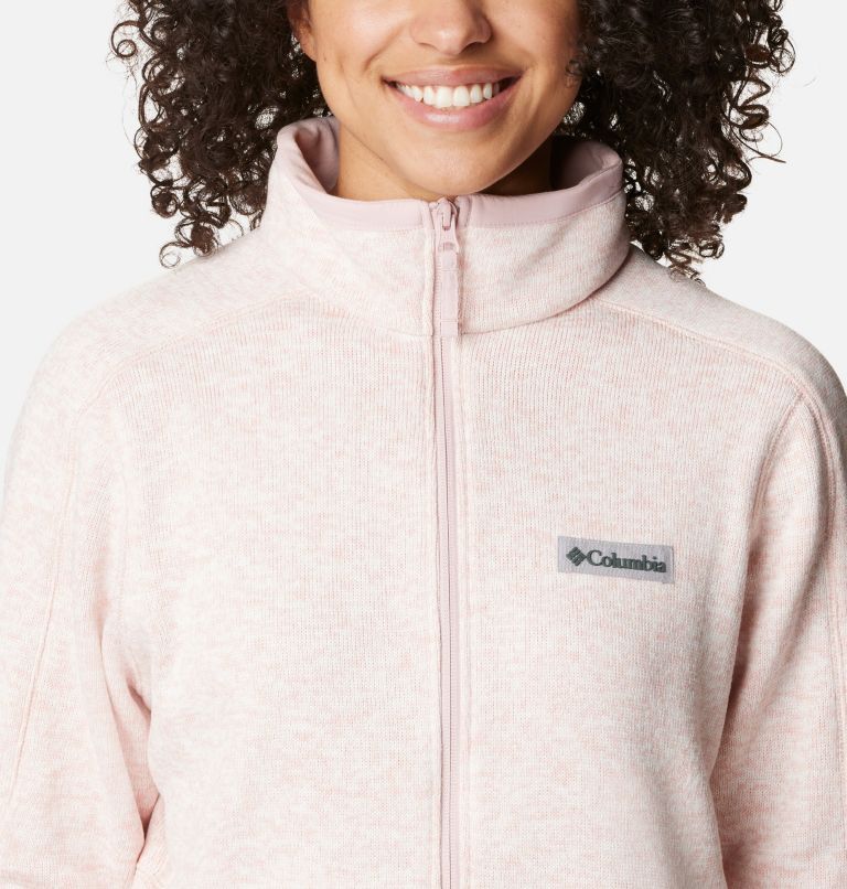 Women's Sweater Weather Fleece Jacket, Color: Dusty Pink Heather, image 4