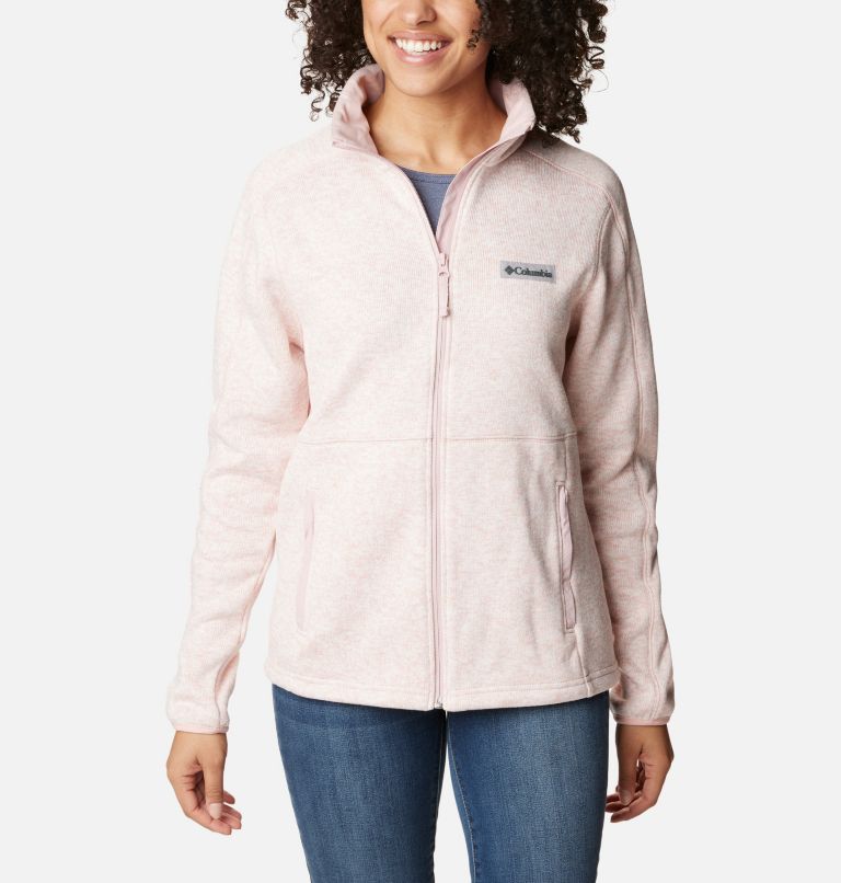 Women's Sweater Weather Fleece Jacket, Color: Dusty Pink Heather, image 1