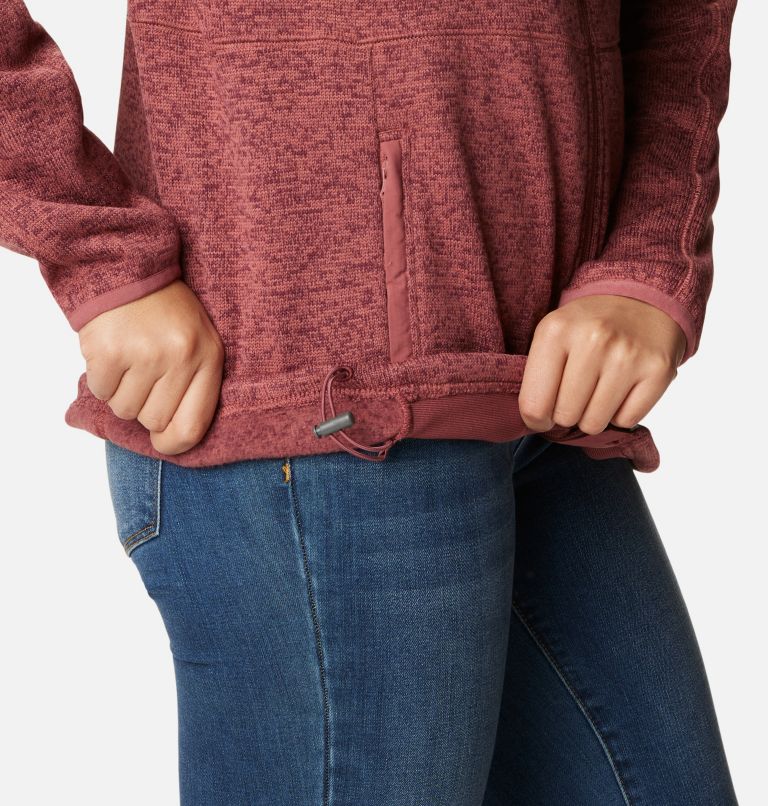 Women's Sweater Weather Fleece Jacket, Color: Beetroot Heather, image 6