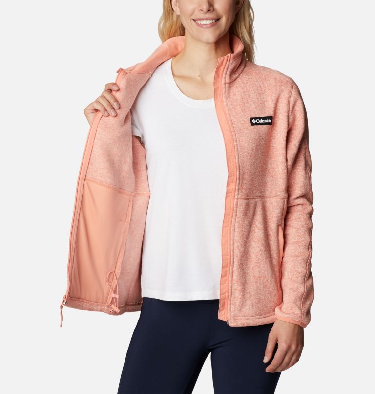 W Sweater Weather Full Zip | 828 | S, Color: Summer Peach, Heather, image 5