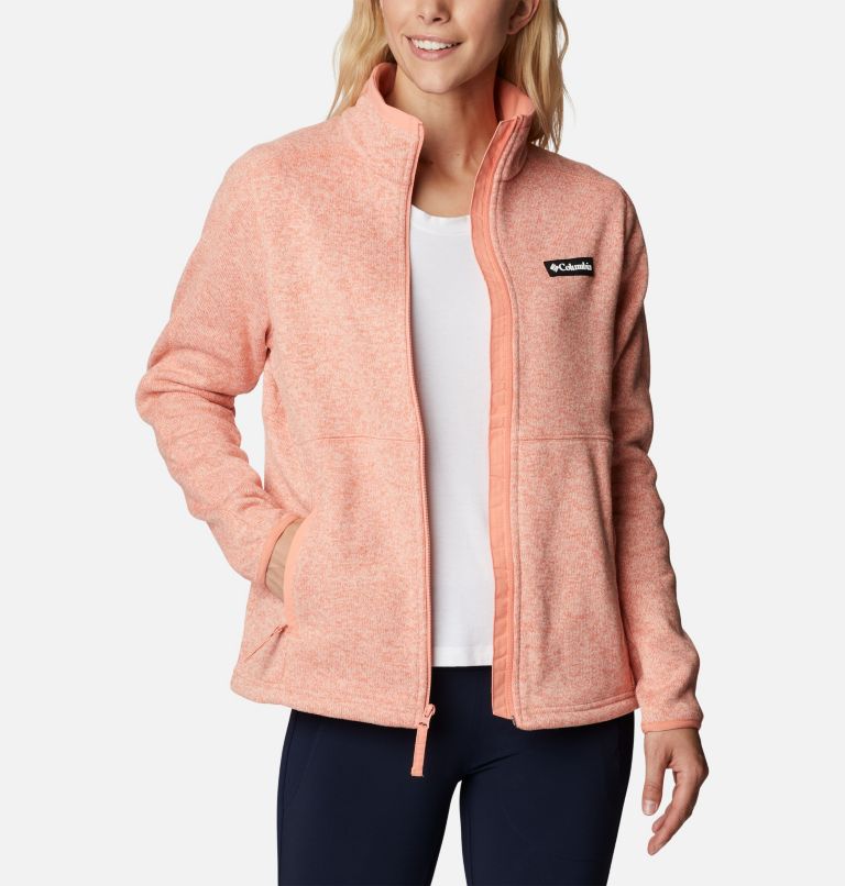 W Sweater Weather Full Zip | 828 | S, Color: Summer Peach, Heather, image 7