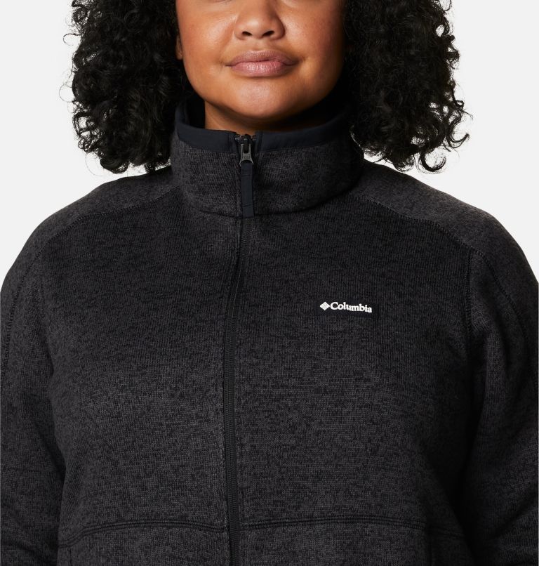Thumbnail: Women's Sweater Weather Fleece Full Zip Jacket - Plus Size, Color: Black Heather, image 4