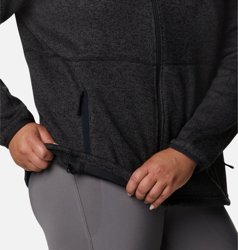 Thumbnail: Women's Sweater Weather Fleece Full Zip Jacket - Plus Size, Color: Black Heather, image 6